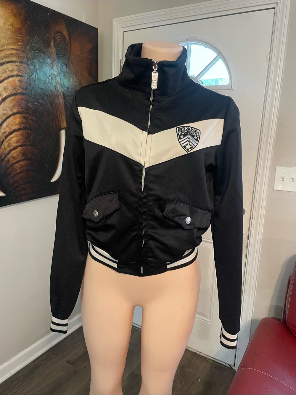 Vintage Y2K Apple Bottom Women's Track Jacket - Sporty Cropped Zip Front Medium